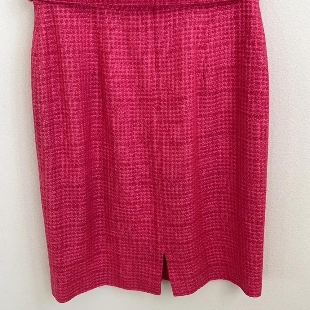 Kay Unger Hot Pink tweed shift dress cap sleeve with belt 10